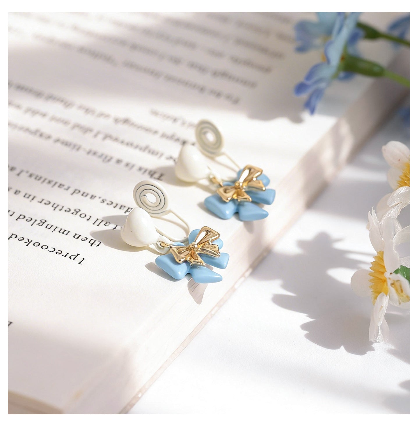 Korean Style Younger Delicate Heart Bow Eardrops Niche Ear Clip