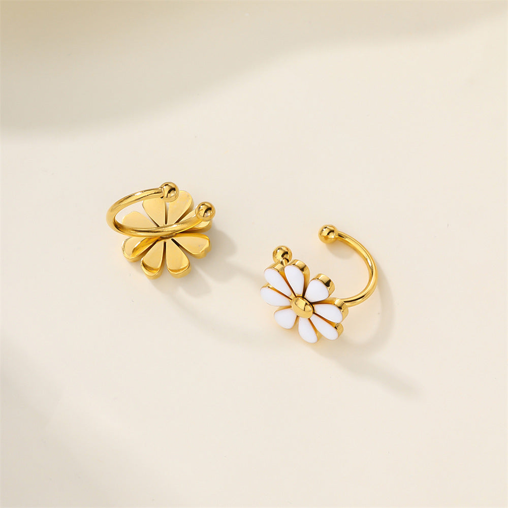 Fresh Cute Little Daisy Drop Oil Niche Ear Clip