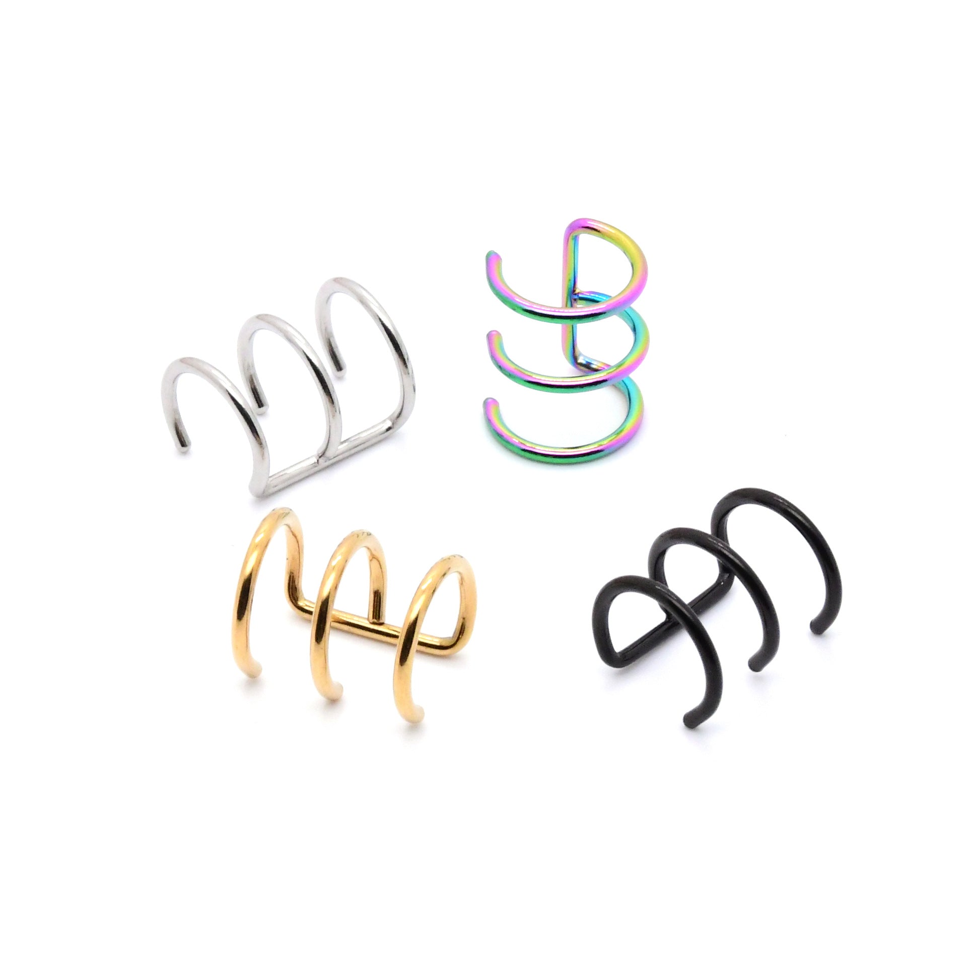 Stainless Steel Three-ring Bone Human Body Piercing Ear Clip