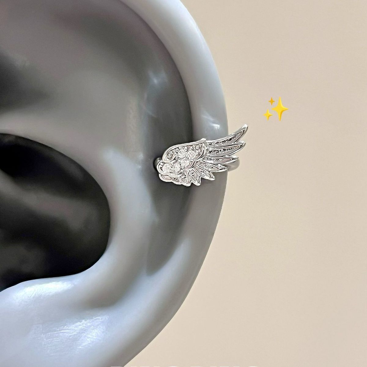 Angel Wings Super Flash Zircon Temperament Wild Without Pierced Niche Rings