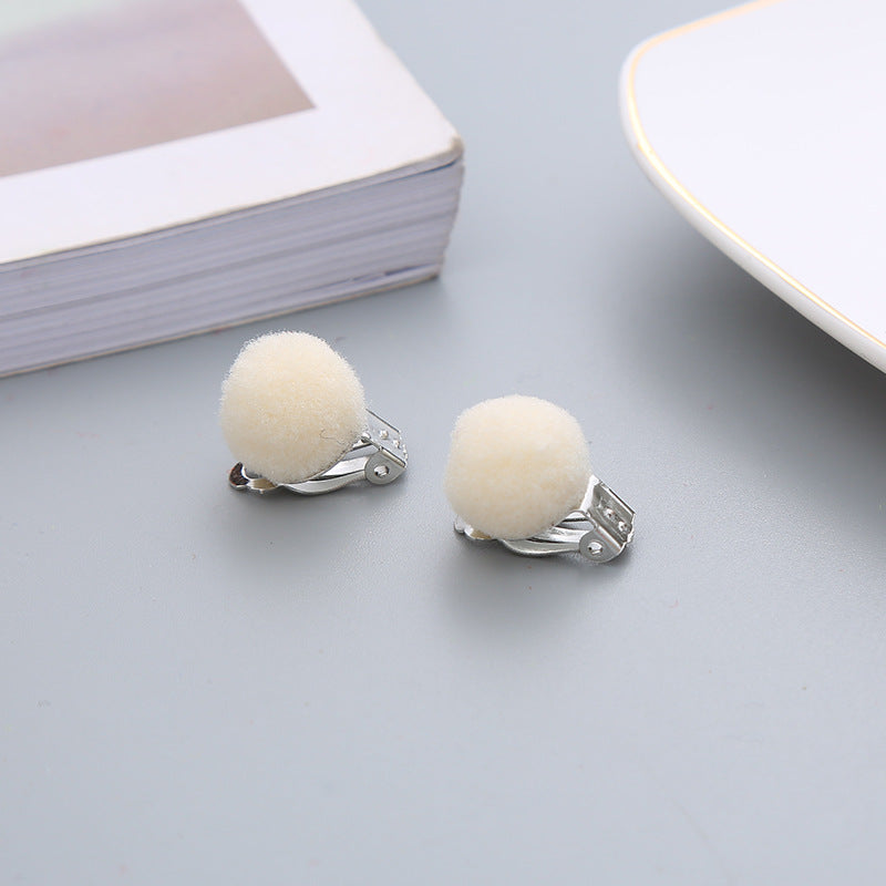 Pair Candy Color Korean Cute Wool Ball Ear Clip