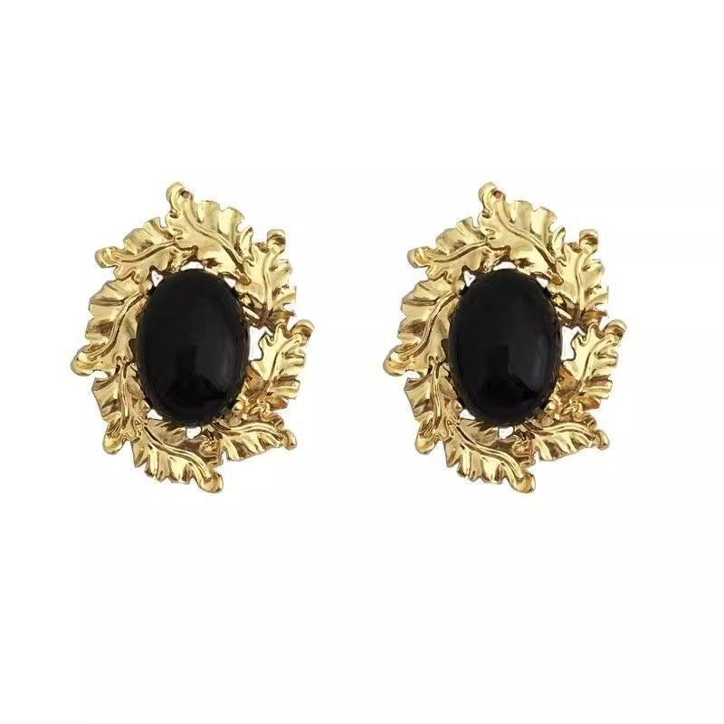 Women's Style Black Oval Metal Exaggerated High Sense Ear Clip