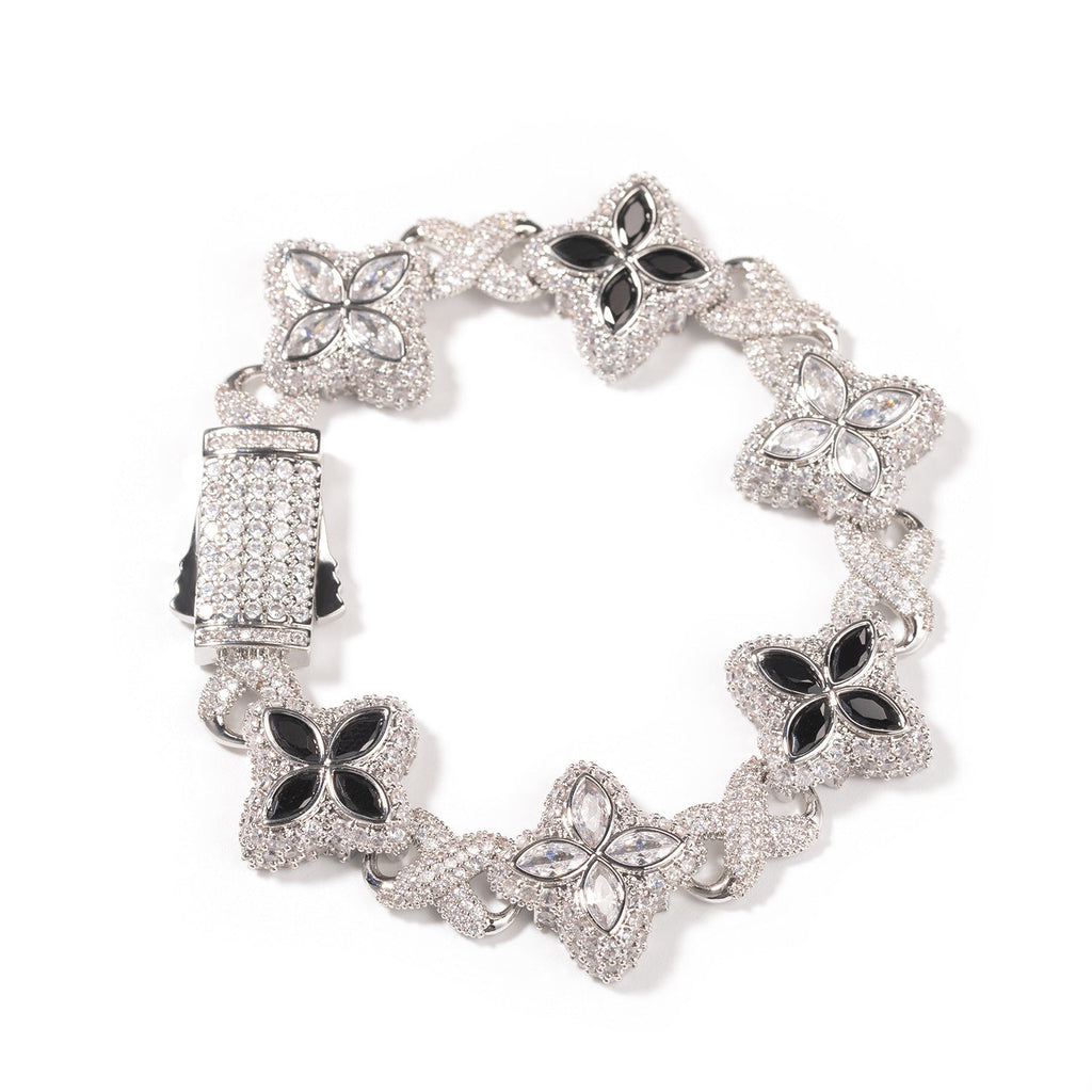 Hip-hop zircon colored infinite four-leaf clover necklace