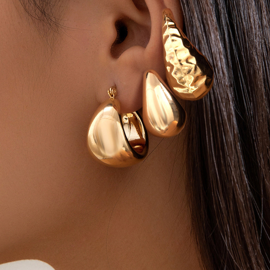 Glossy Surface Water Drop Beanie Personality Geometry Simple Earrings