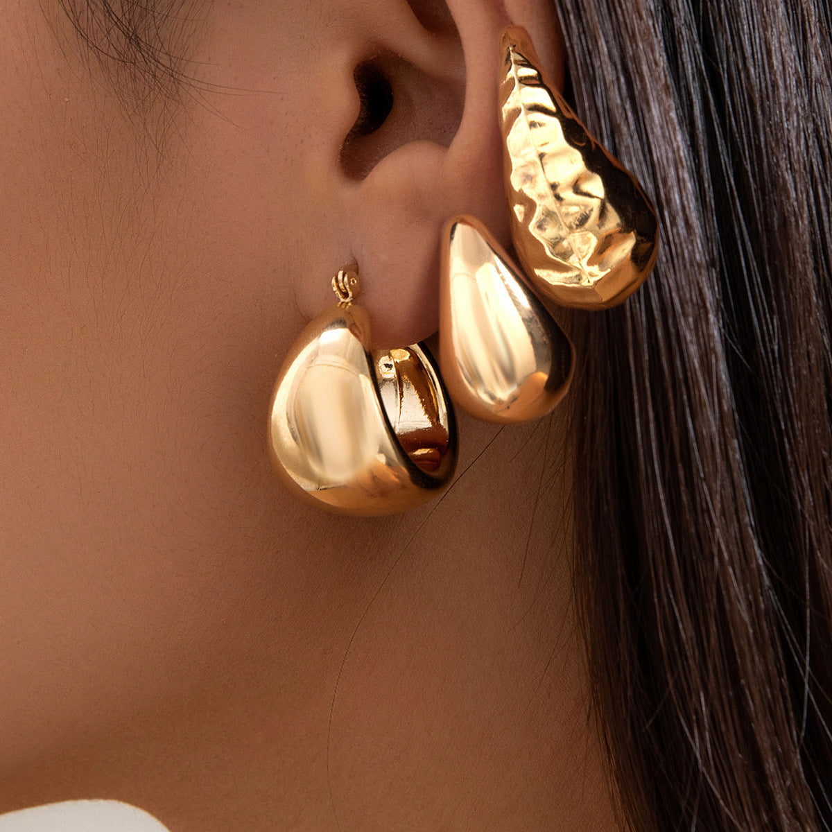 Glossy Surface Water Drop Beanie Personality Geometry Simple Earrings