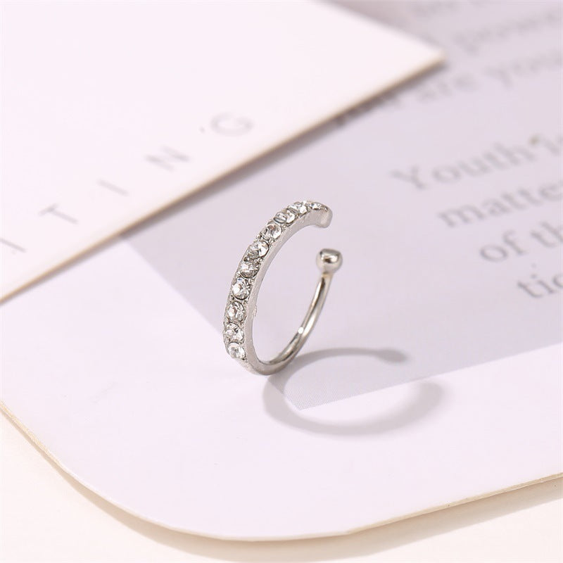 Simple Rhinestone Cold Wind U-shaped Design Rings