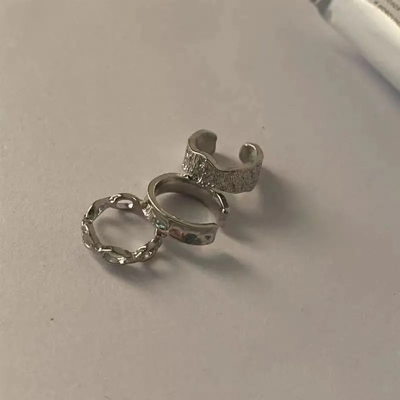 Hop Cold Wind Lava Texture Chain Irregular Metal Ear Clip