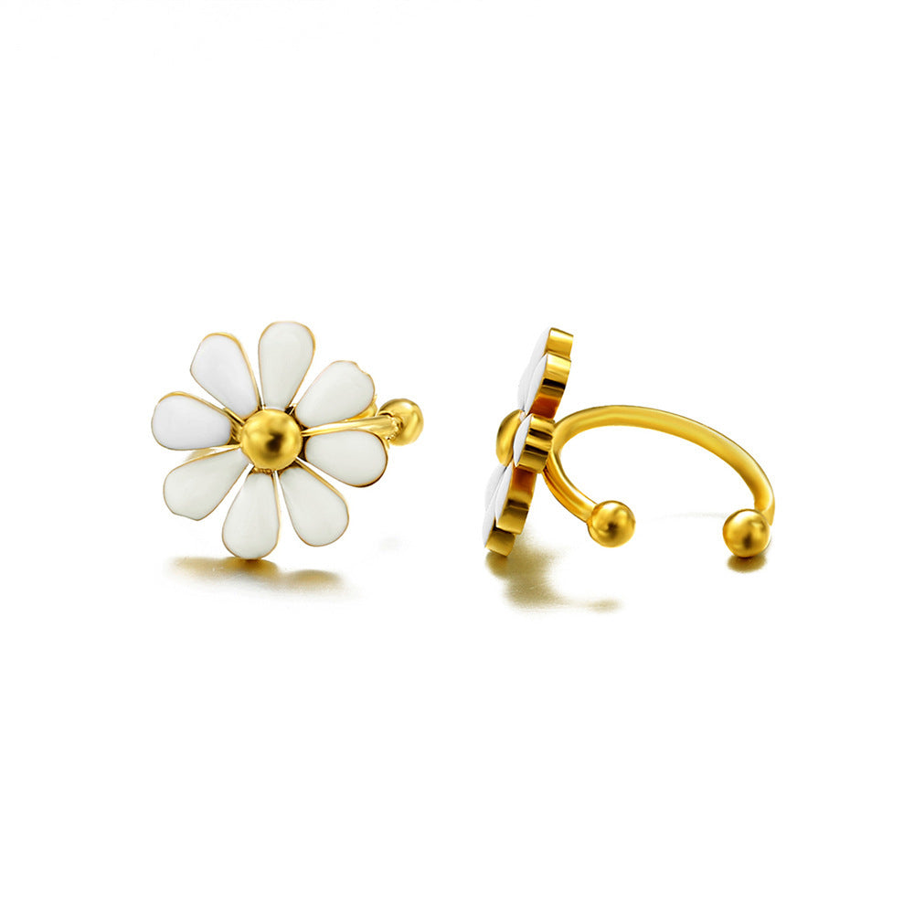 Fresh Cute Little Daisy Drop Oil Niche Ear Clip