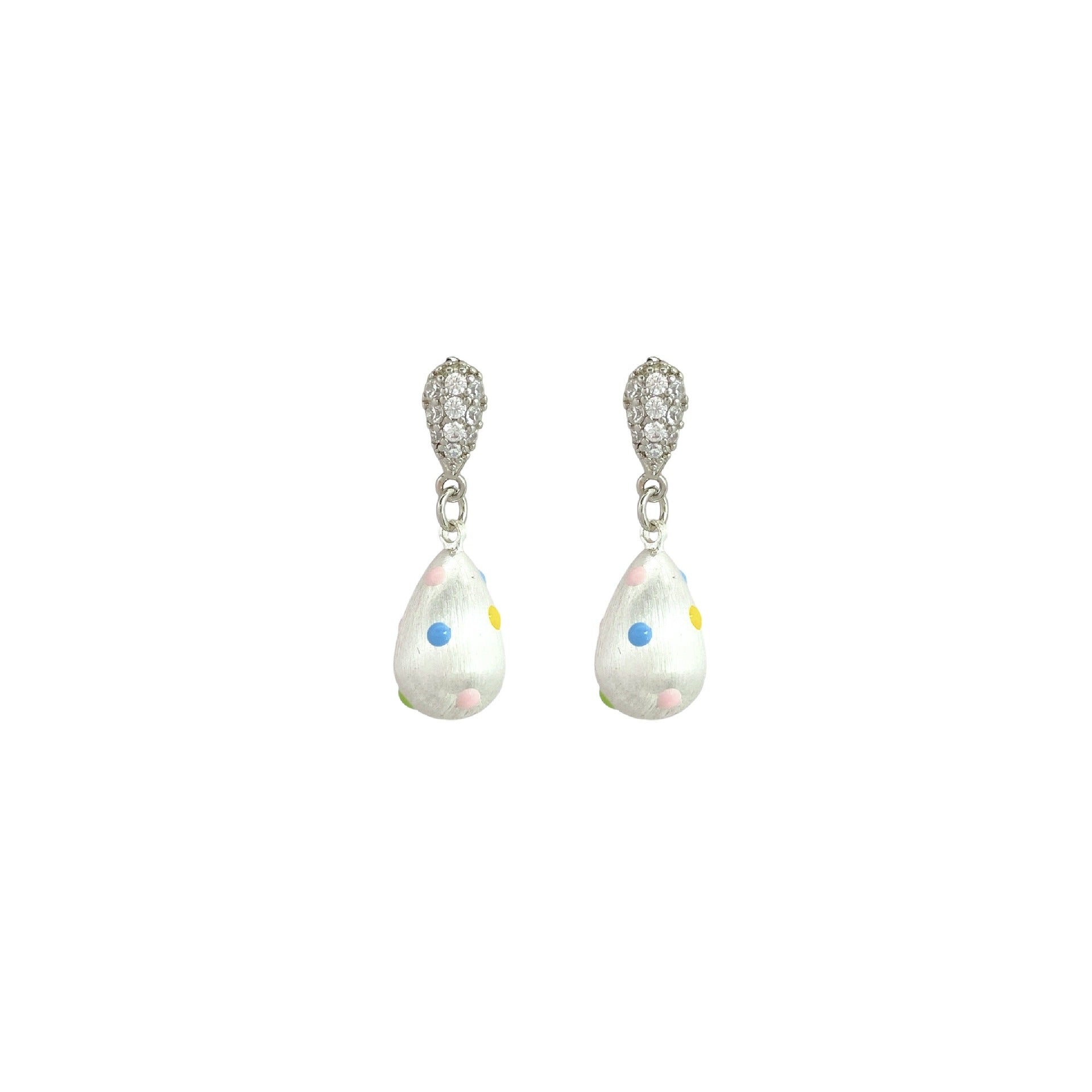 Design Unique Brushed Water Drop Color Dots Light Luxury Earrings