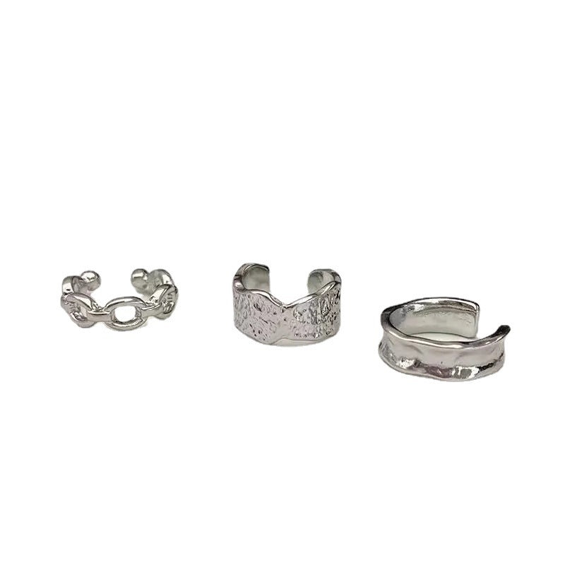 Hop Cold Wind Lava Texture Chain Irregular Metal Ear Clip
