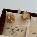 Atmosphere Champagne Water Gold Handmade Hydrangea Fireworks Beaded Crystal High-grade Ear Clip