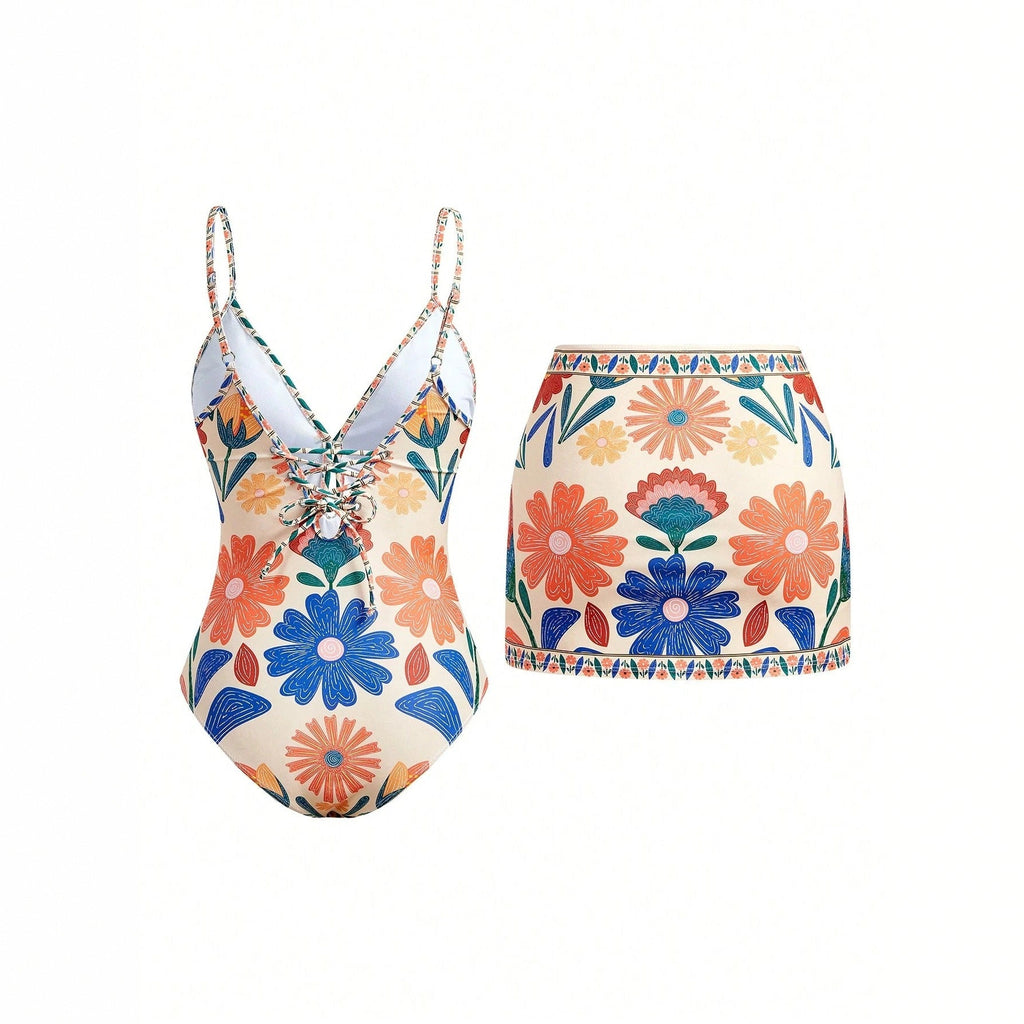Women's Printed Bohemian Flowy Sling Vacation Style Swimsuit