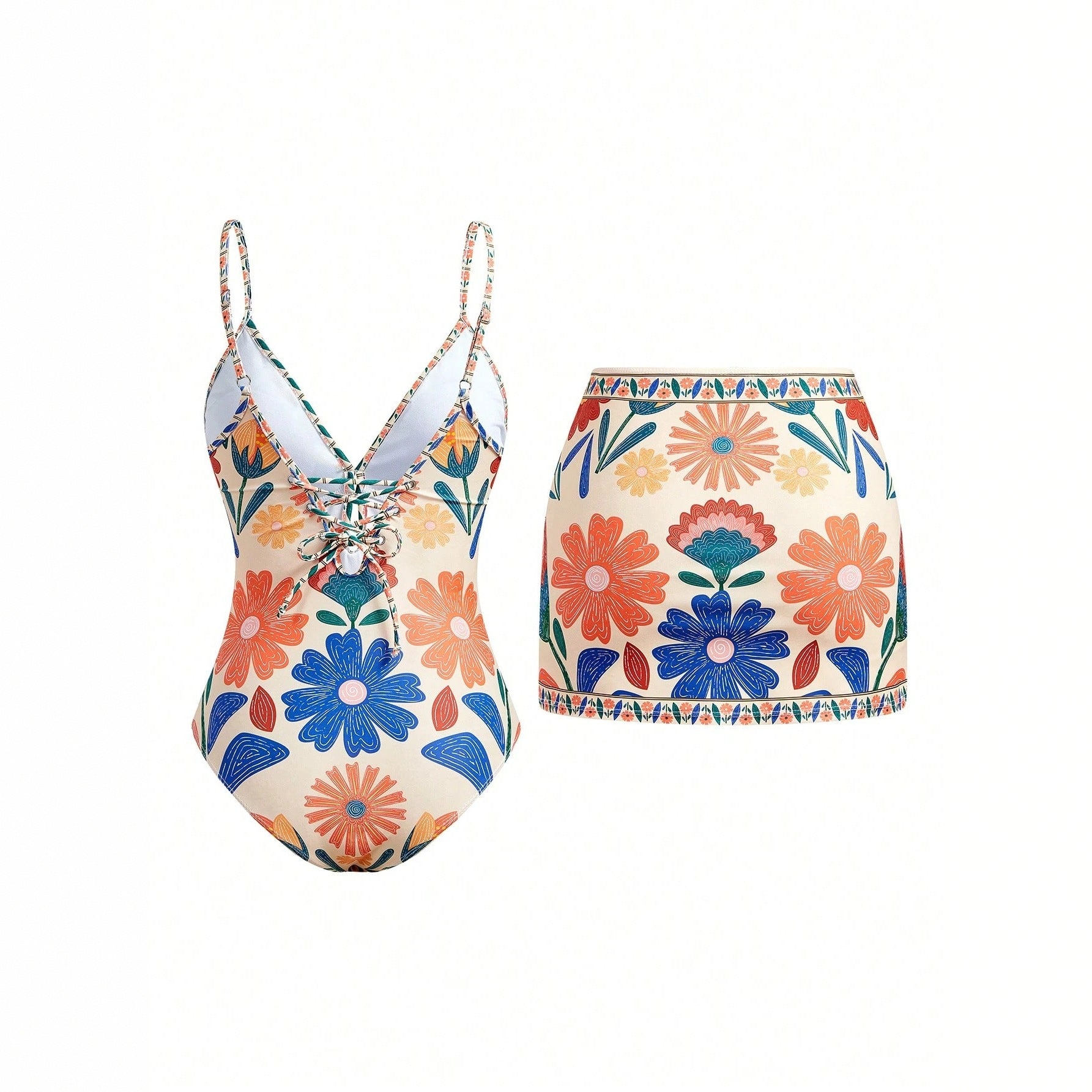 Women's Printed Bohemian Flowy Sling Vacation Style Swimsuit