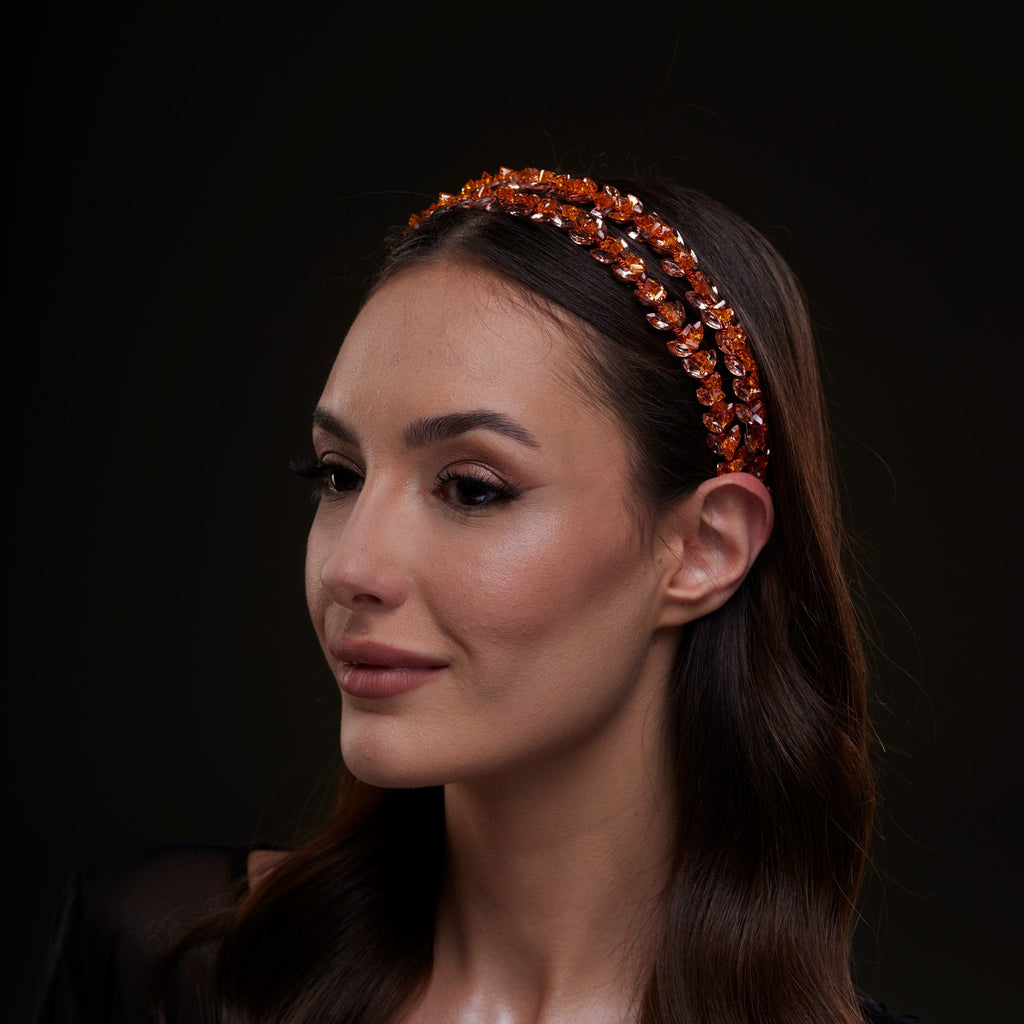 Orange Crystal Beaded Hairband