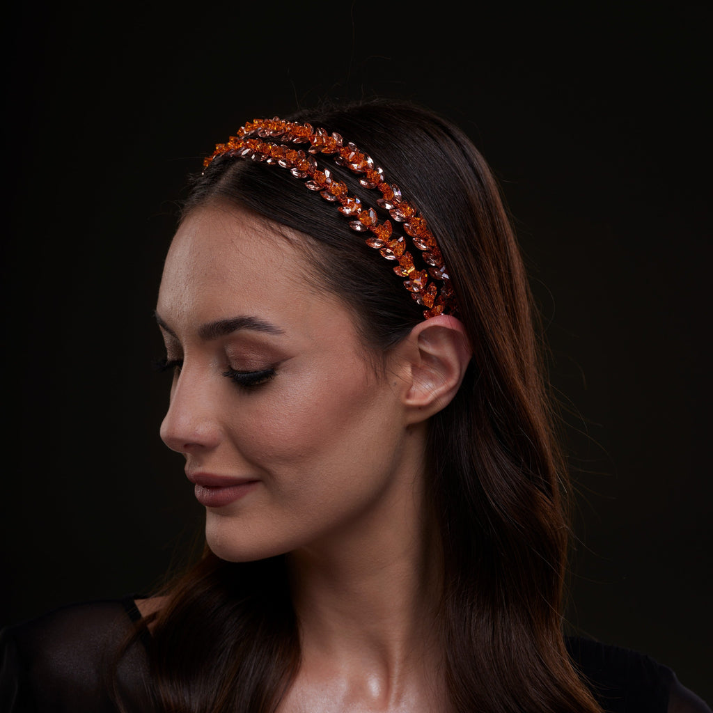 Orange Crystal Beaded Hairband