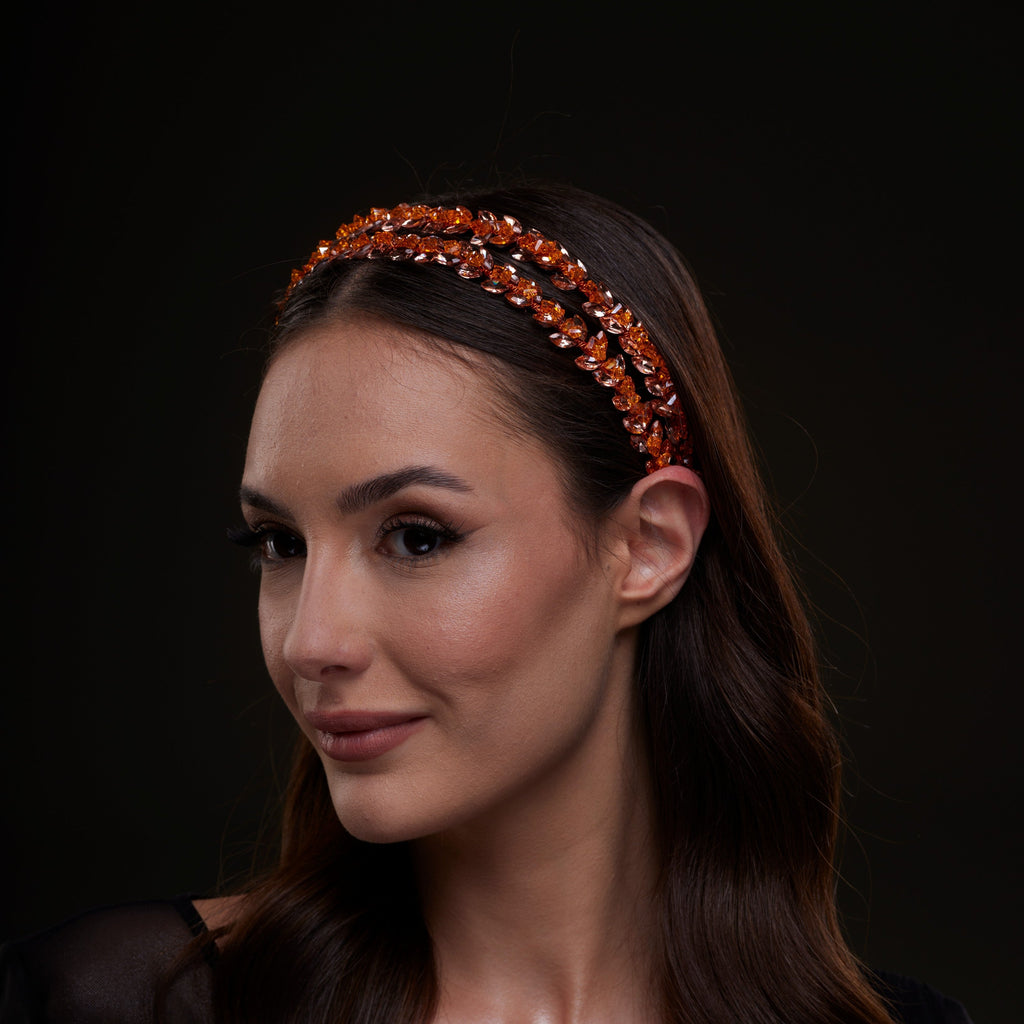 Orange Crystal Beaded Hairband