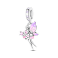 Pink Flower Butterfly Fairy Charm