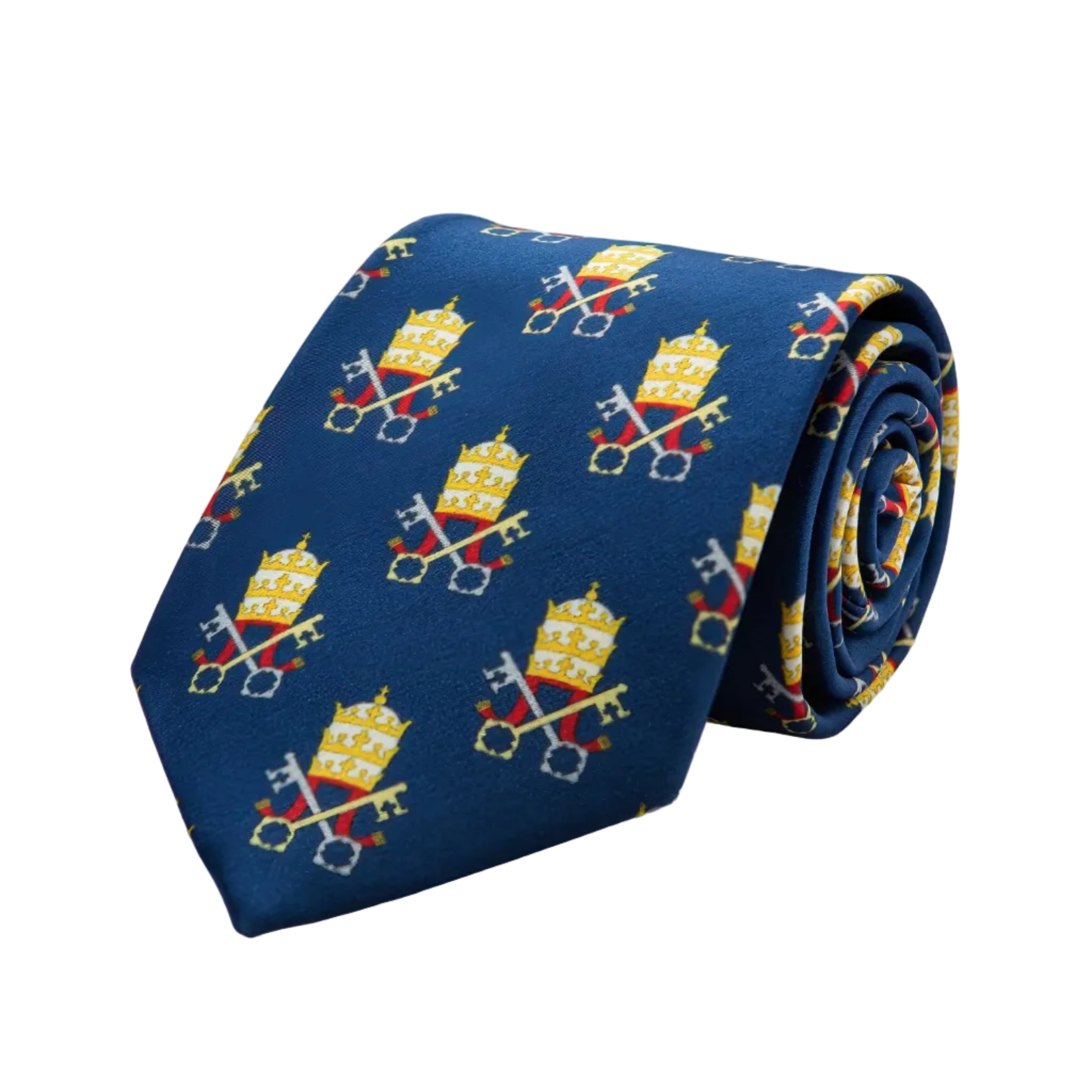 Papal Tiara and Keys Necktie Navy