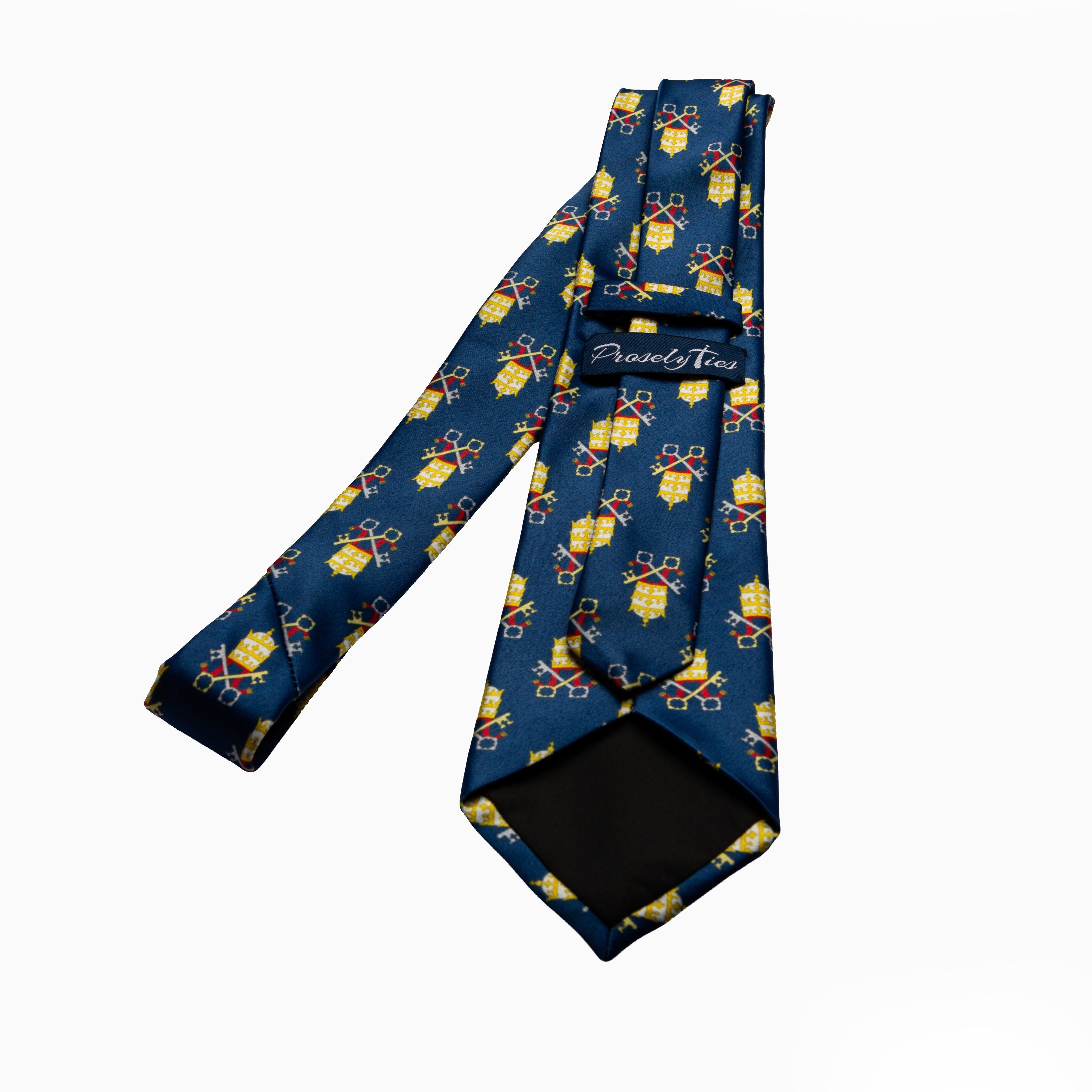 Papal Tiara and Keys Necktie Navy