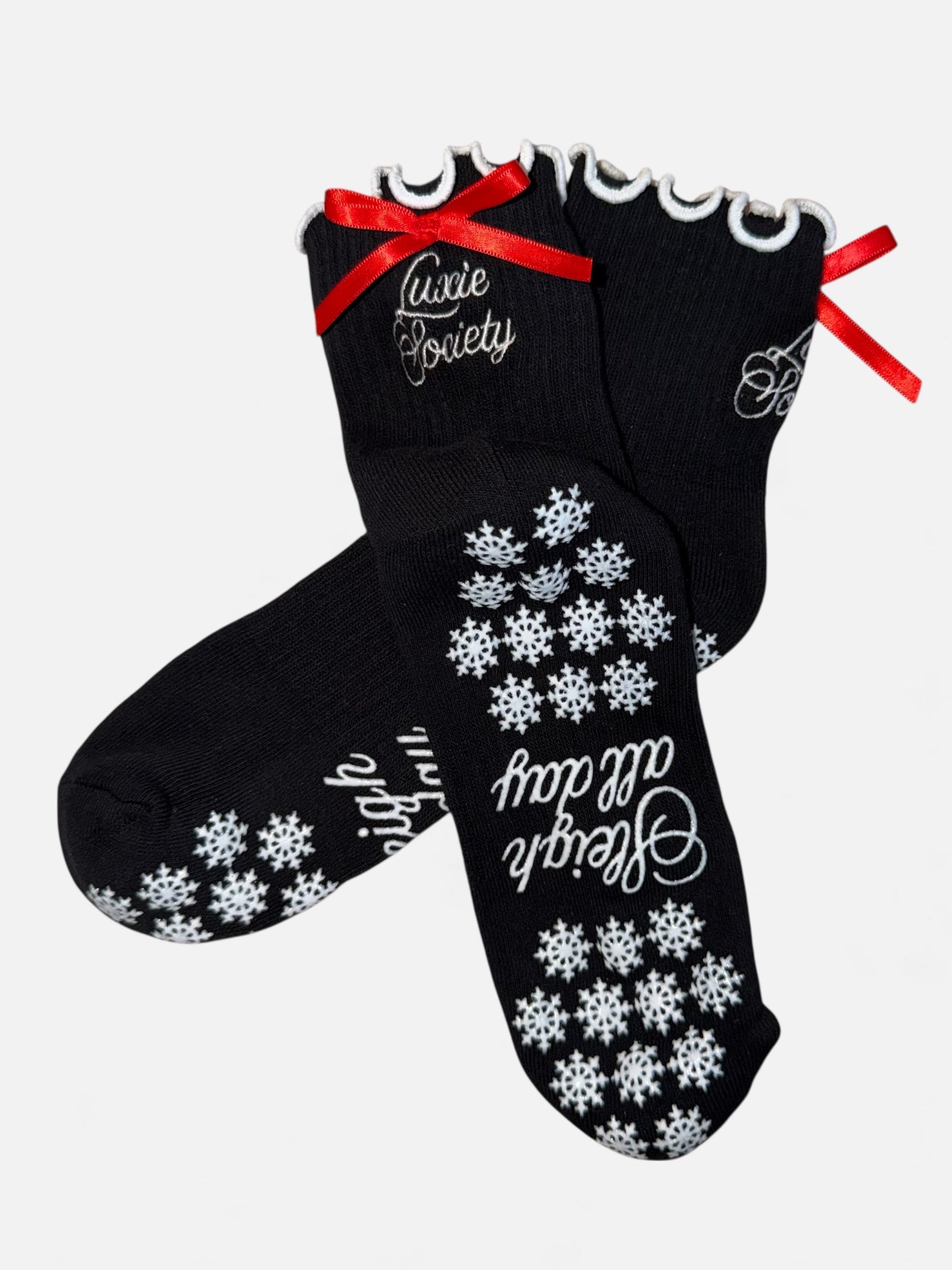 🖤 SLEIGH ALL DAY – Black Holiday Grip Socks