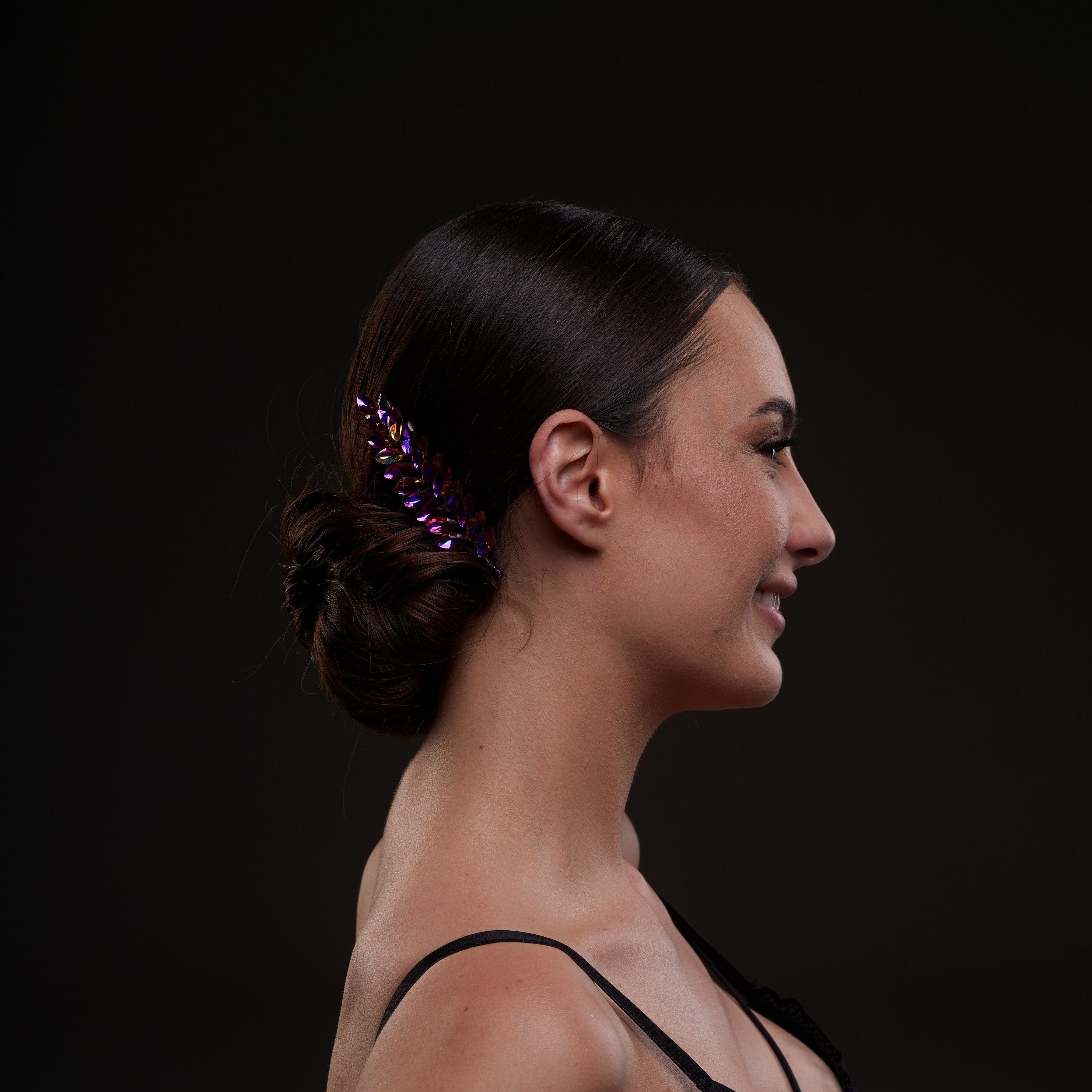 Iridescent Purple Crystal 2-Piece Hair Comb Set
