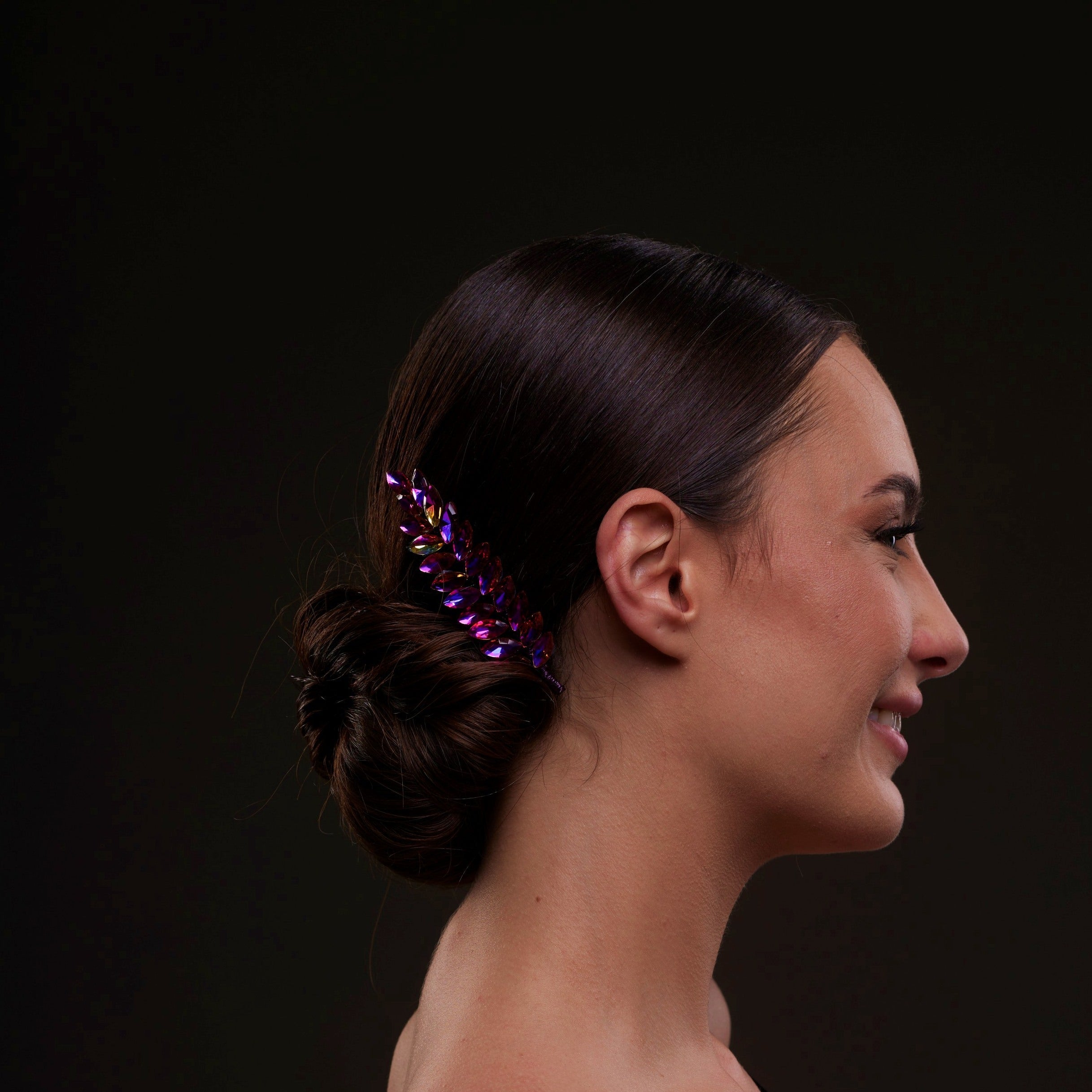 Iridescent Purple Crystal 2-Piece Hair Comb Set