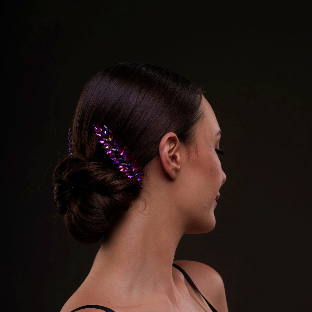 Iridescent Purple Crystal 2-Piece Hair Comb Set
