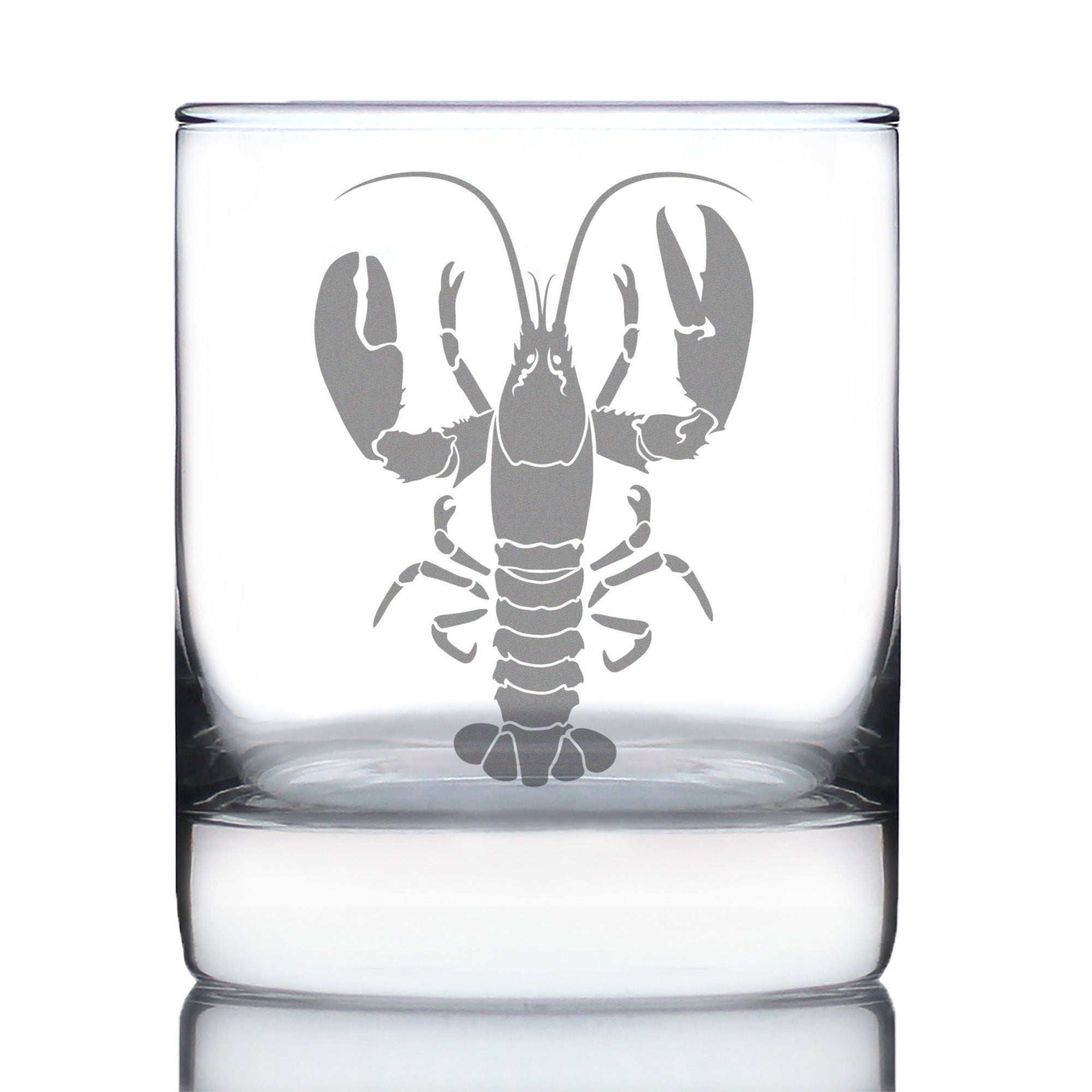 Lobster Engraved Rocks Glass Lobster Gifts, Maine Souvenirs and Decor Weighted Whiskey Glasses - 10.25 oz