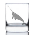 Narwhal Engraved Rocks Glass Narwhal Gifts for Women Weighted Whiskey Glasses - 10.25 oz