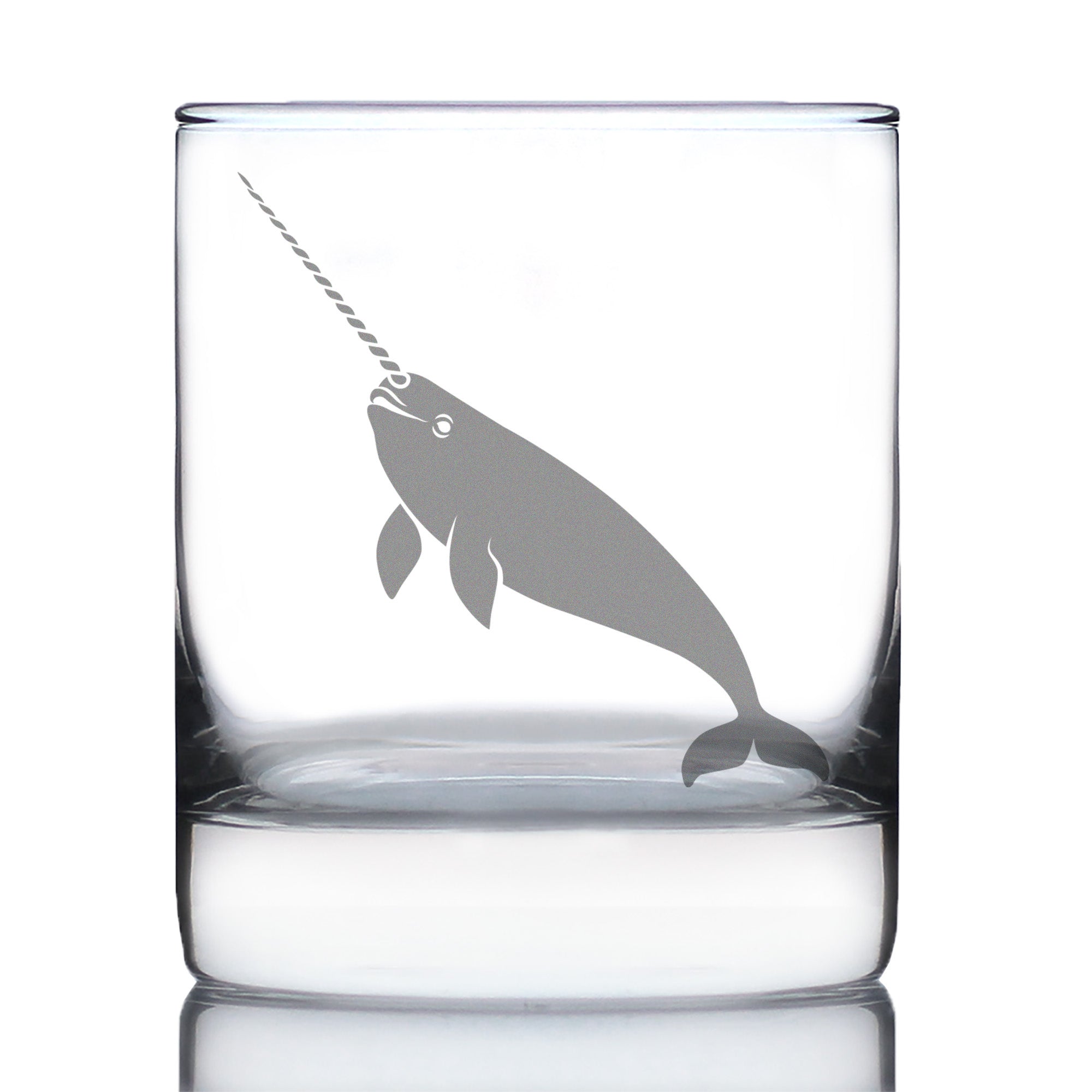Narwhal Engraved Rocks Glass Narwhal Gifts for Women Weighted Whiskey Glasses - 10.25 oz