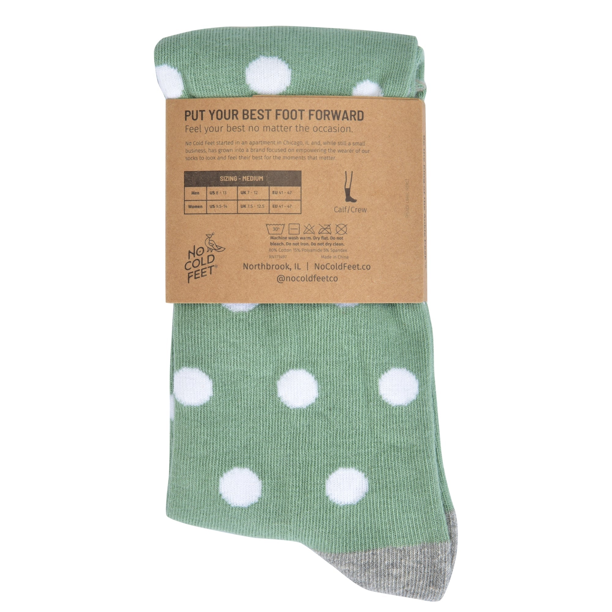Sage Green with White Polka Dot Socks