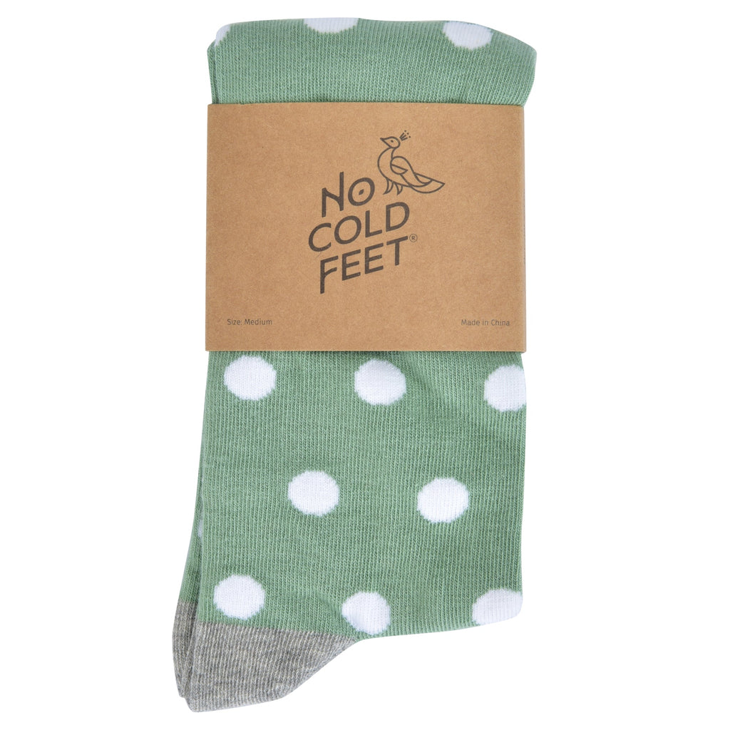 Sage Green with White Polka Dot Socks
