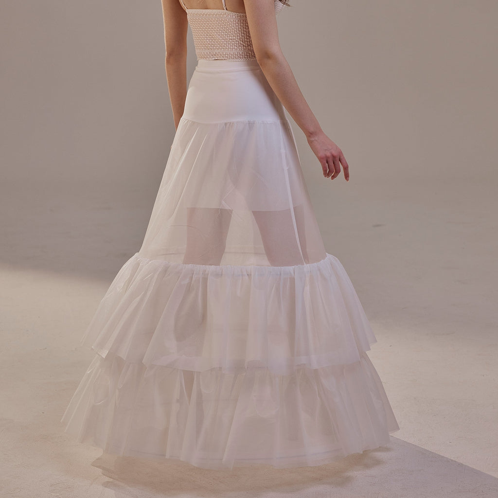 Trumpet Petticoat Skirt  with  Waist Corsage and 3 Hoops , Bridal Crinoline Slip