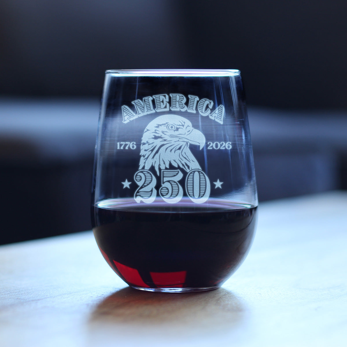 America's 250th Anniversary Engraved Stemless Wine Glass Celebrate America's Birth Large Wine Glasses - 17 oz