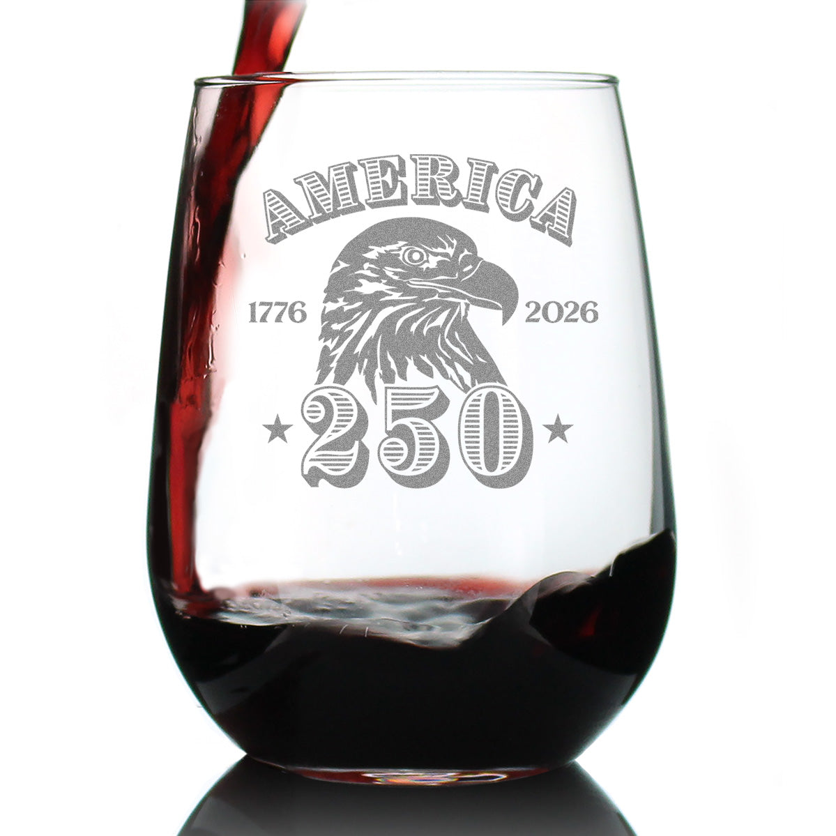 America's 250th Anniversary Engraved Stemless Wine Glass Celebrate America's Birth Large Wine Glasses - 17 oz