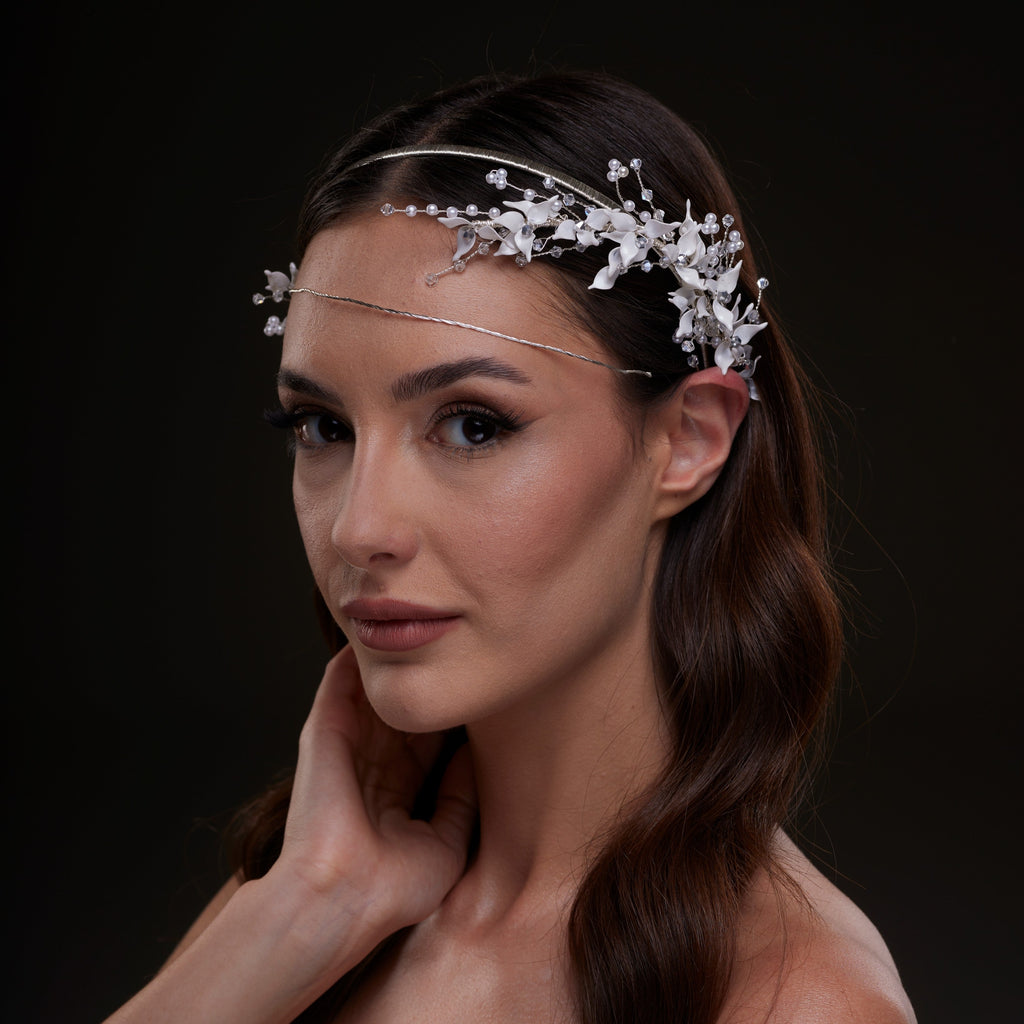 White Floral Bridal Hair Band