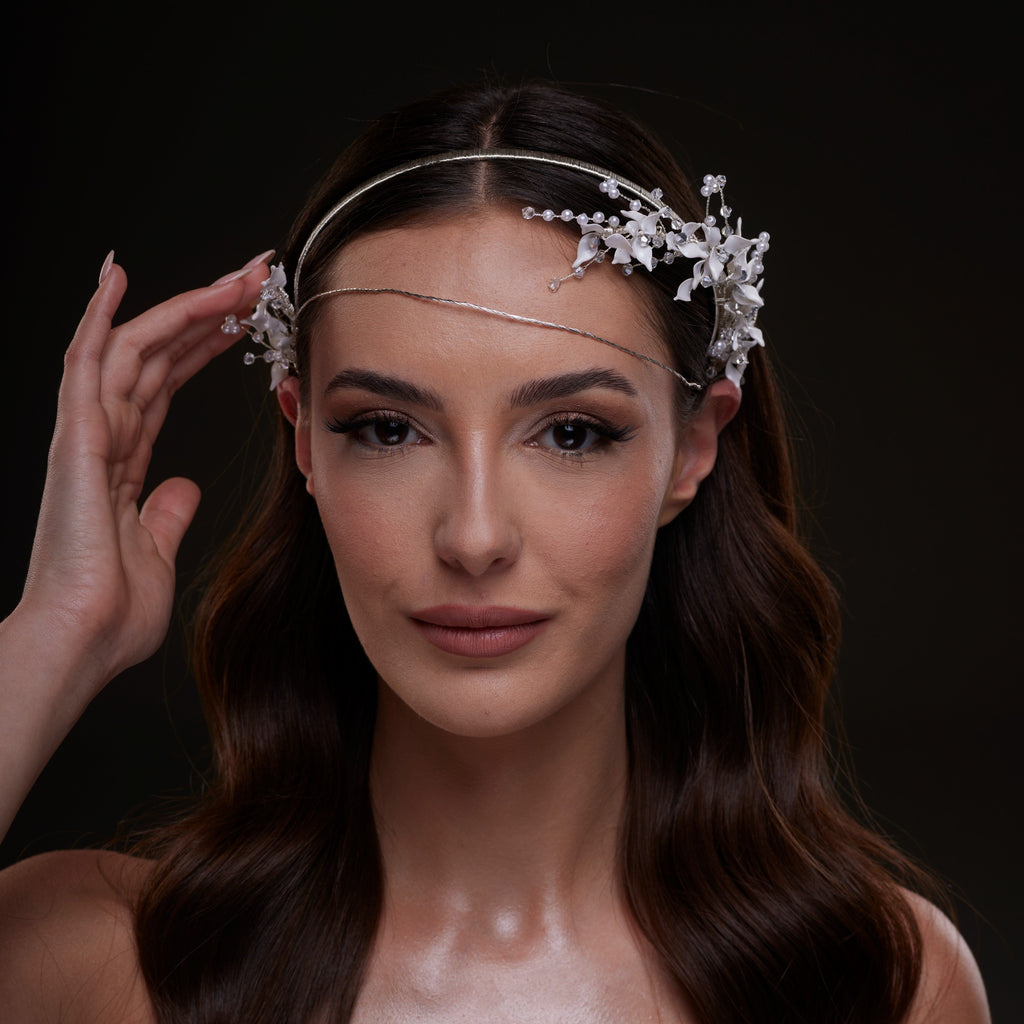 White Floral Bridal Hair Band