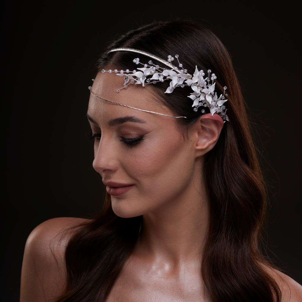 White Floral Bridal Hair Band