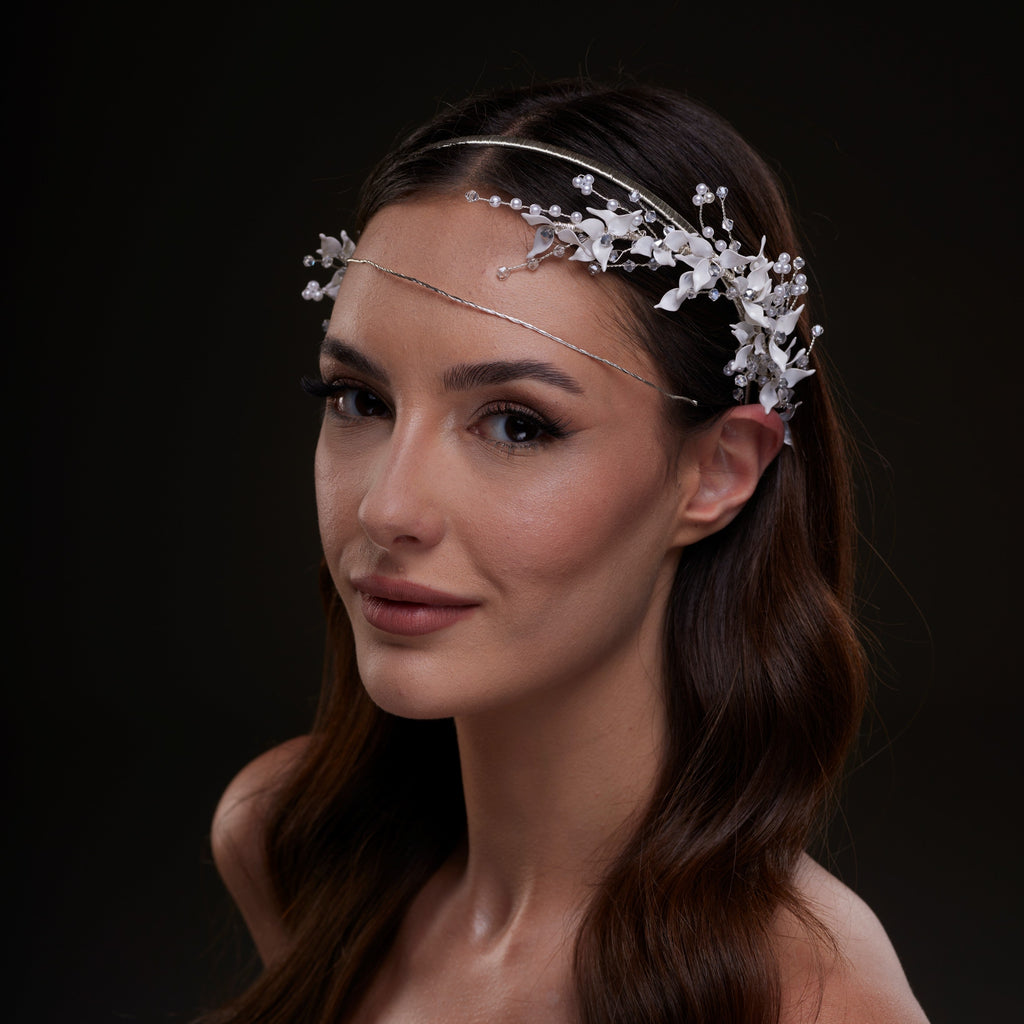 White Floral Bridal Hair Band