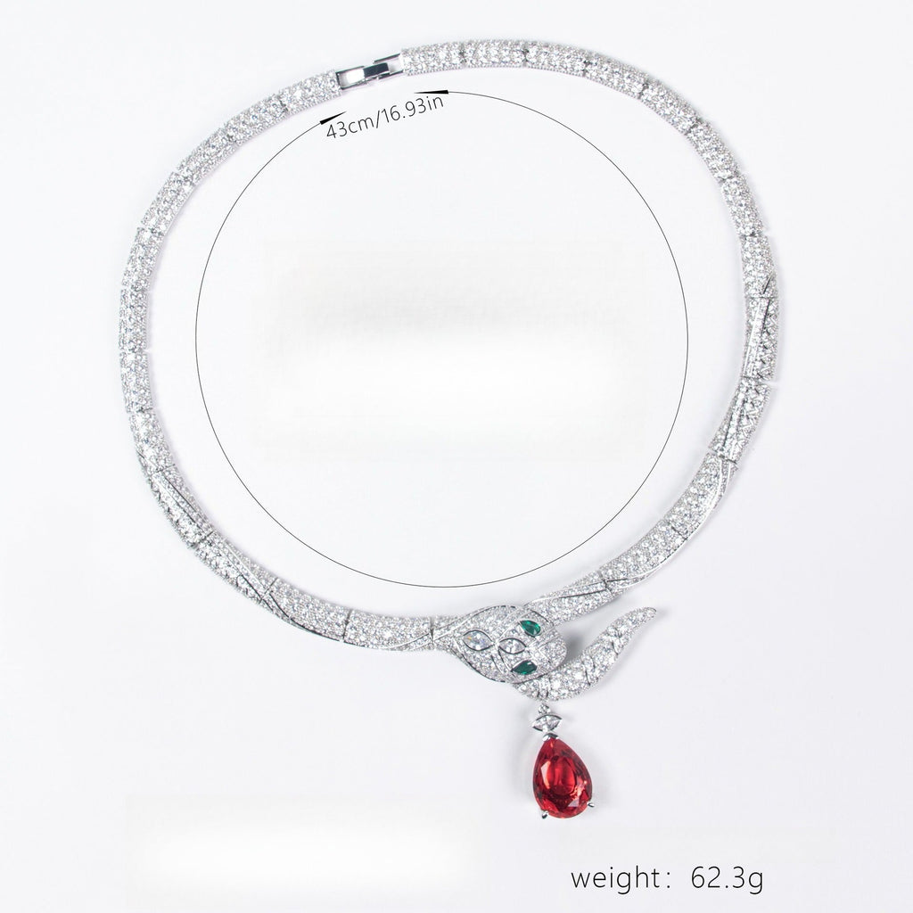 S925 Silver Snake-Shaped Cubic Zirconia Necklace