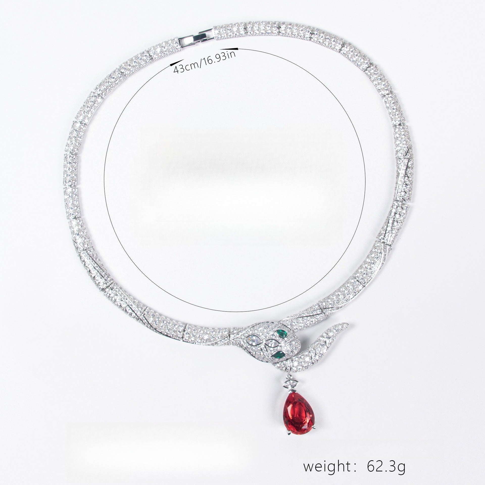 S925 Silver Snake-Shaped Cubic Zirconia Necklace