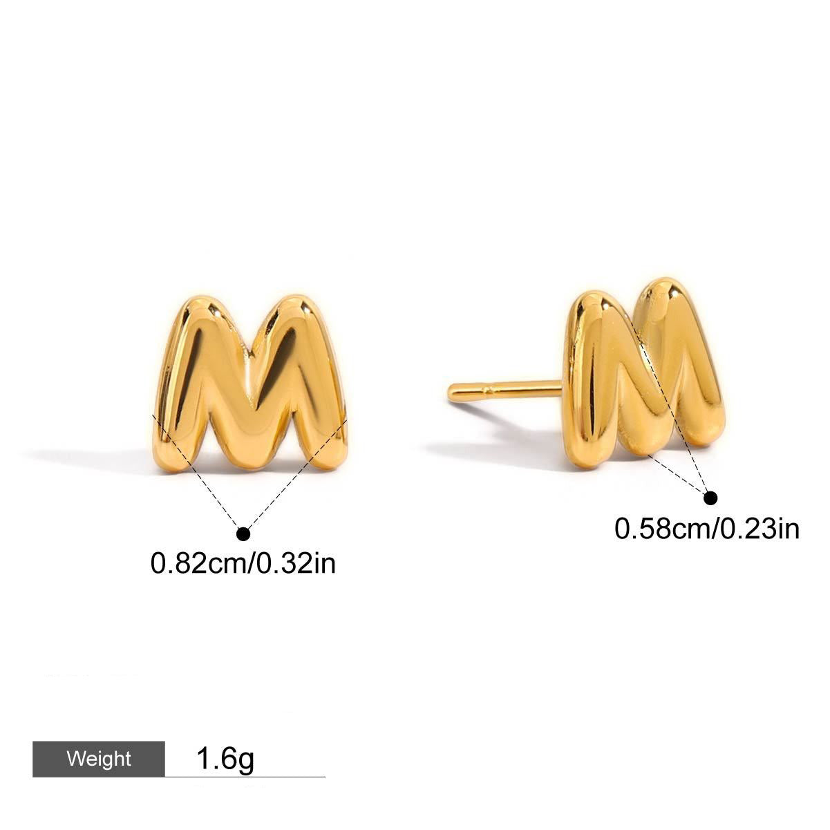 18K gold 26 letters design classic fashion earrings