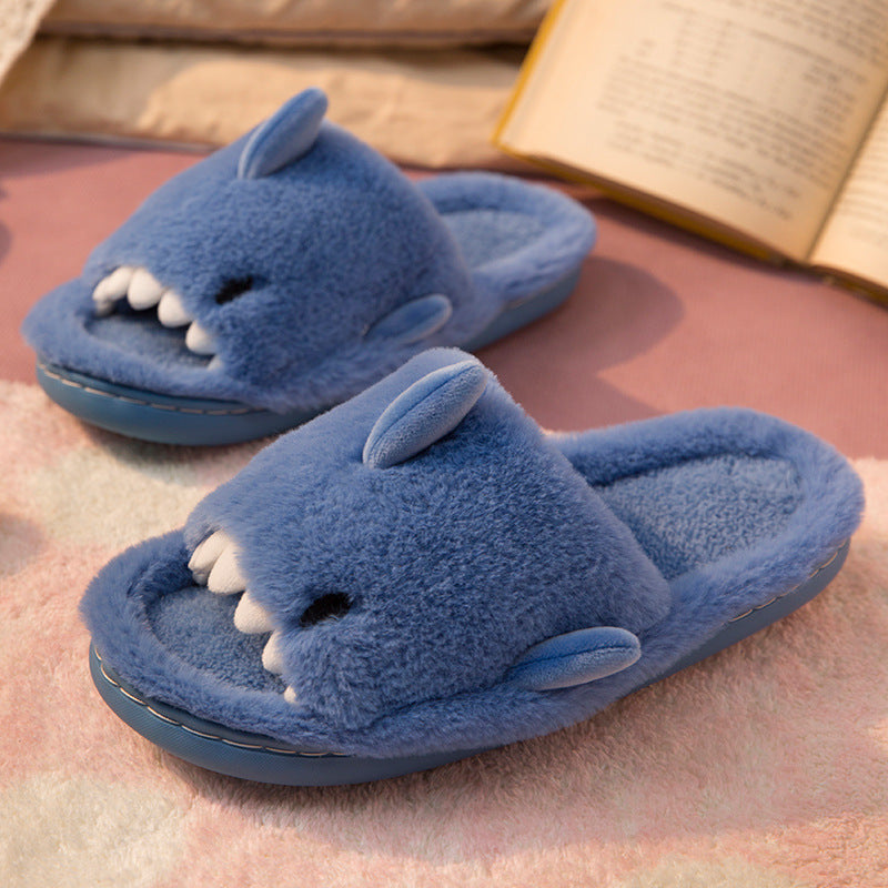 Unisex Shark Slippers | Fluffy Faux Fur House Shoes for Women & Men