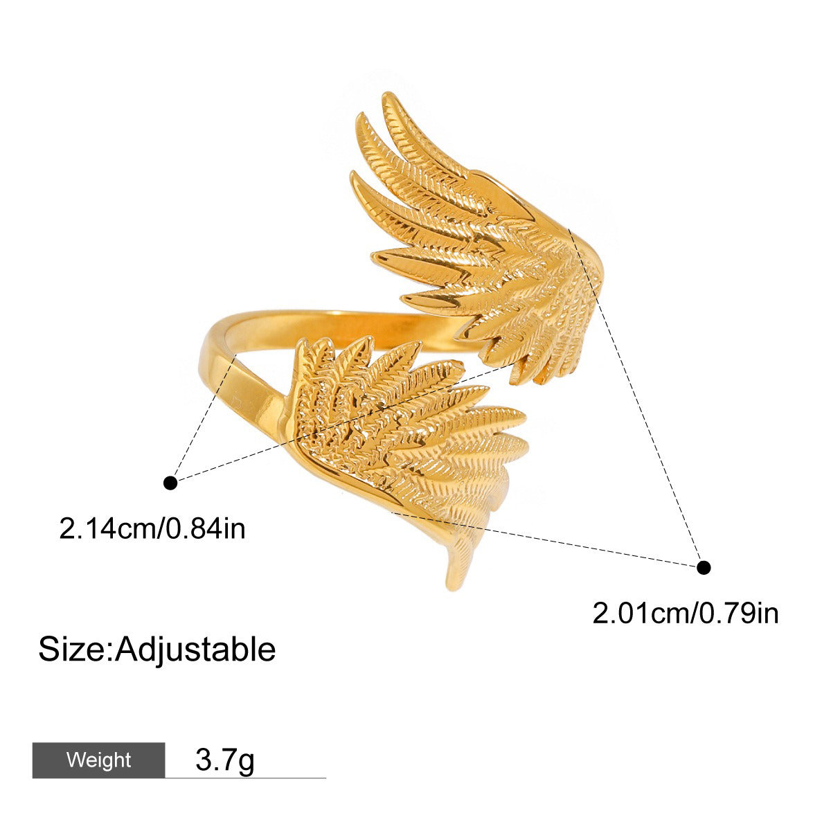 18K gold heart pendant unique design personality ring