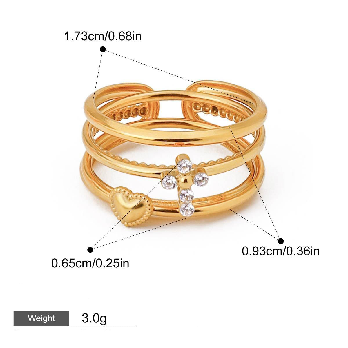 18K gold geometric gemstone inlaid exquisite design dazzling ring