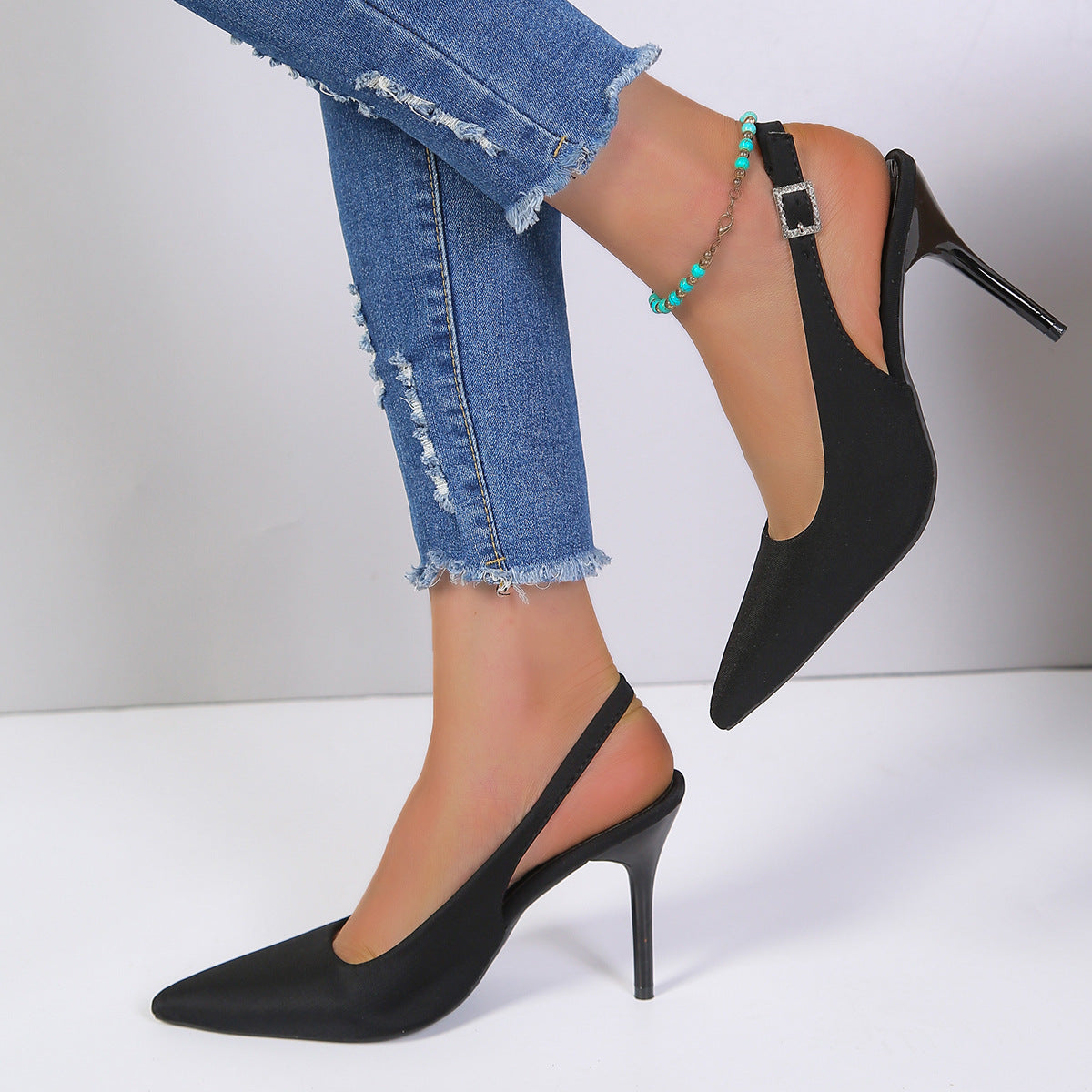 Women's Pointed Toe Buckle Stiletto Sandals | PU Upper Open-Toe High Heels