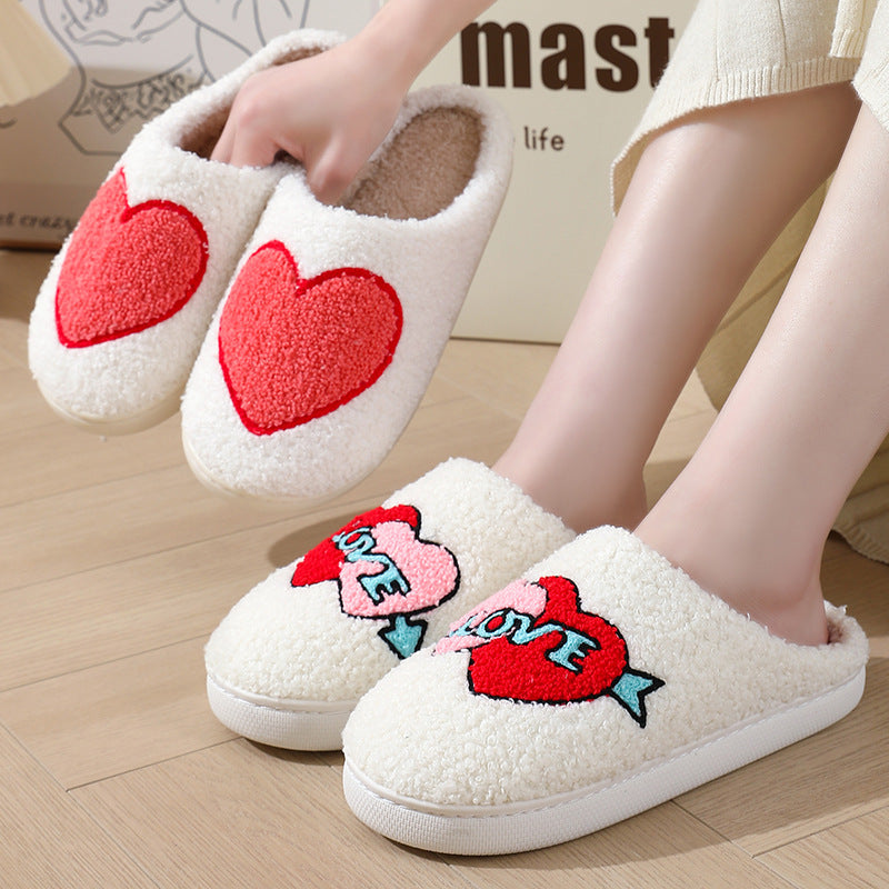 Women's Plush Embroidery Home Slippers | Suede Non-Slip Warm House Shoes