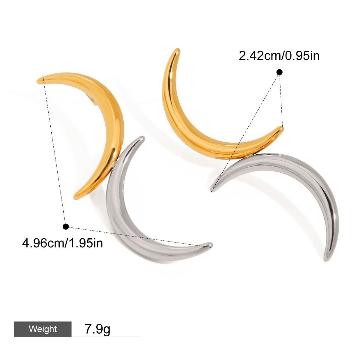 18K gold moon-shaped design light luxury simple earrings