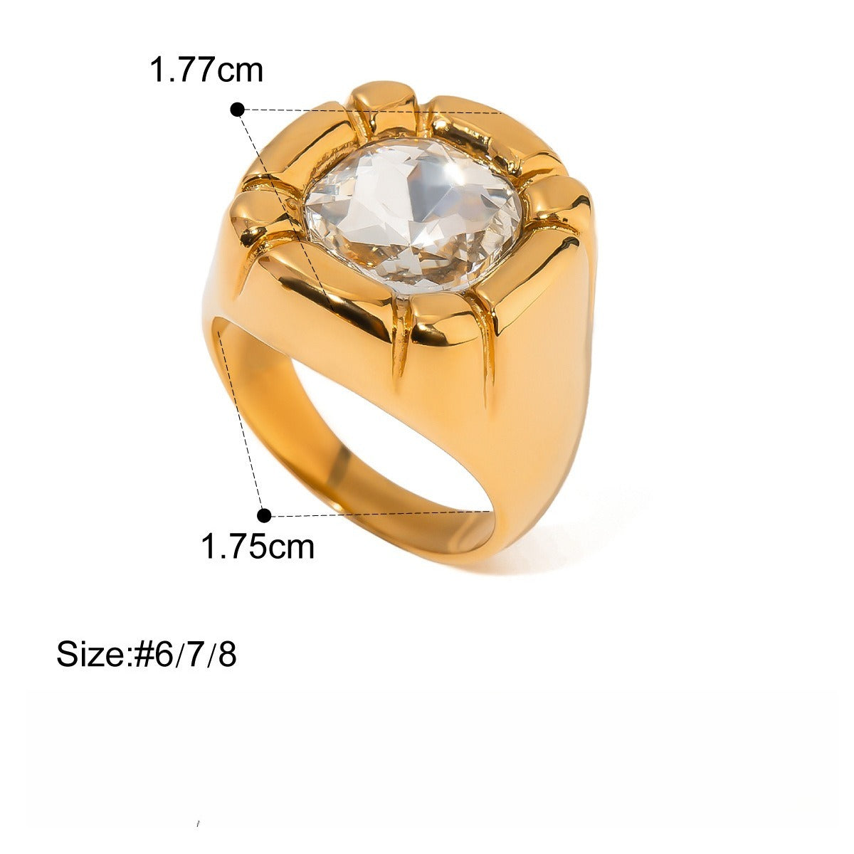 18K Gold Luxury Pearl Titanium Steel Ring