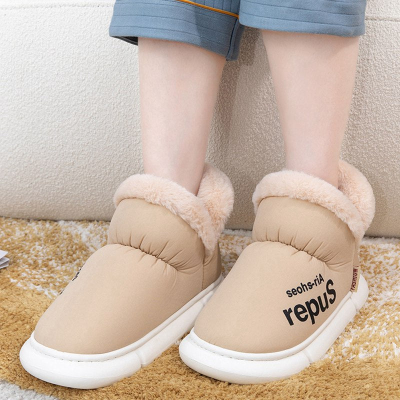 Unisex Plush Fleece High-Back Heel Slippers | Warm Breathable House Shoes